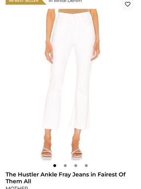 MOTHER The Hustler Ankle Fray Jeans, white, size 25